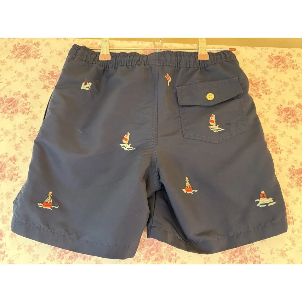 Polo Ralph Lauren Swim Trunks Sailboat Embroidered Navy Boys 10-12